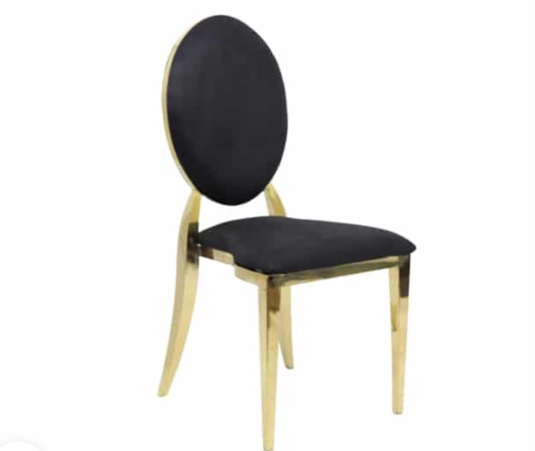 Gold Frame Chairs — black velvet oval-back chair with gold frame
