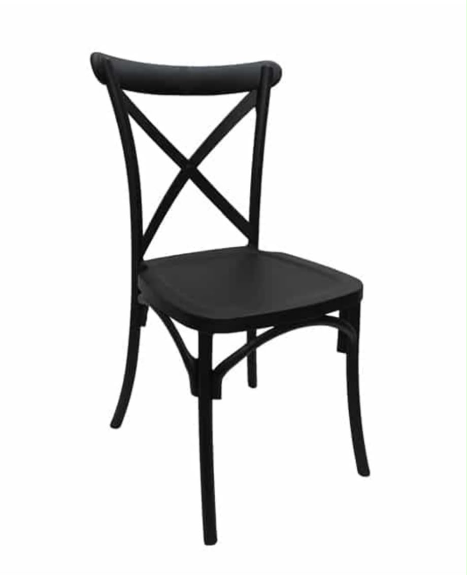 Cross Back Chairs — black cross-back dining chair